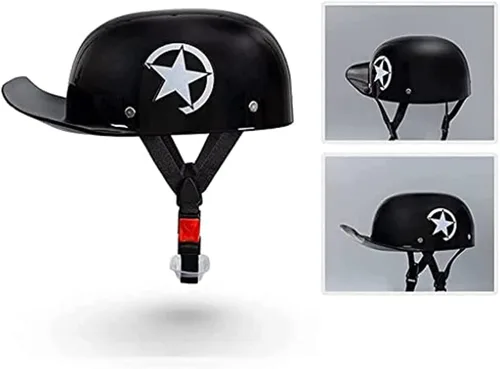 Vista 2 de Casco abierto de motocicleta para adultos, aprobado por DOT, estilo alemán, casco pequeño novedoso para ciclomotor, Street Cruiser