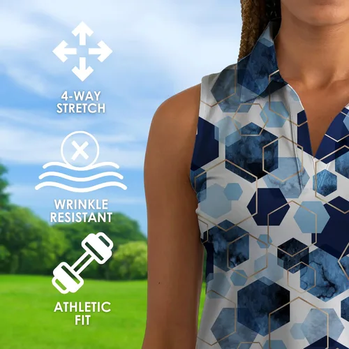 Vista 32 de YATTA GOLF Polo de golf sin mangas para mujer, absorbe la humedad, cuello en V, para golf, entrenamiento, golf