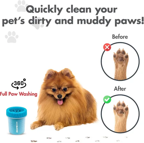 Vista 4 de Dexas MudBuster Limpiador Portátil de Patas de Perro - Calidad Premium, Azul, Tamaño Pequeño para Suministros y Accesorios para Mascotas