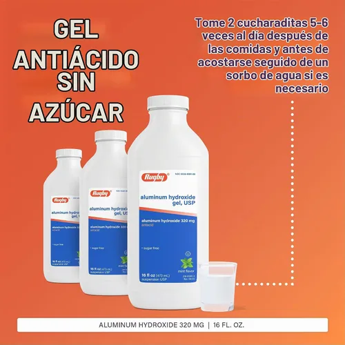 Vista 4 de Hidrogel de aluminio, USP 320mg/0.2 fl oz 16 oz por botella genérico para Amphojel Paquete de 6 en total 96 oz