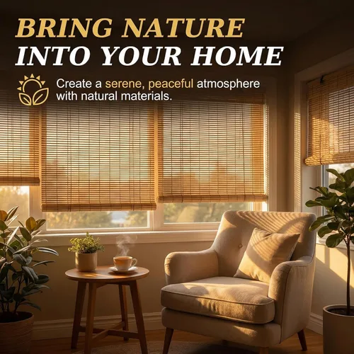 Vista 2 de HIAPES Persianas de bambú para ventana interior, persianas de bambú para ventanas interiores, tamaño personalizado, persianas enrollables fáciles