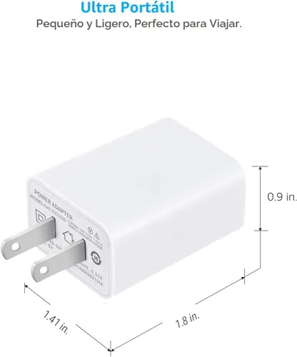 Vista 2 de Cargador de pared USB FOBSUNLAND ®. Enchufe de pared USB de 5 V 2 A, adaptador de corriente de CA compatible con iPhone, iPad, Samsung, tableta