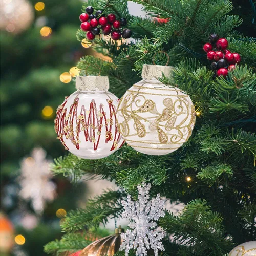 Vista 7 de 25 bolas de Navidad de 2.36 pulgadas, inastillables, color café, dorado, adornos colgantes para árbol de Navidad
