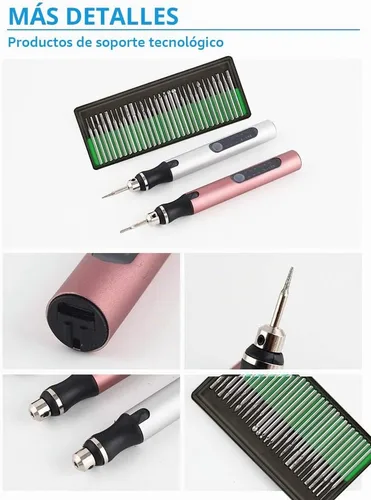 Vista 5 de Mini bolígrafo de grabado eléctrico inalámbrico recargable, mini kit de herramientas de grabado para metal, vidrio, cerámica, plástico, madera Oro
