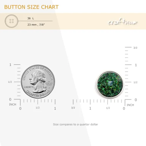 Vista 2 de 20 piezas de vidrio biselado verde arrugado estampado de capa de metal botones de vástago de costura para abrigos -0.906 in -7/8 pulgadas