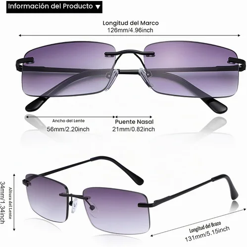 Vista 6 de YIMI Reading Sunglasses for Women, Full-Lens Rimless Gradient UV400