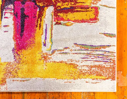 Vista 8 de Tapete abstracto Unique Loom, colección Estrella, moderno, multiárea, Polipropileno, beige, amarillo (Beige/Yellow)