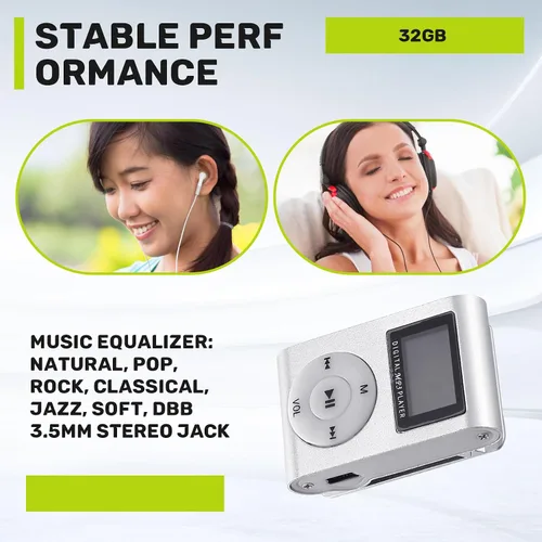 Vista 8 de Mini USB Clip MP3 Reproductor de Pantalla Video Soporte 32GB Tarjeta Micro-SD TF