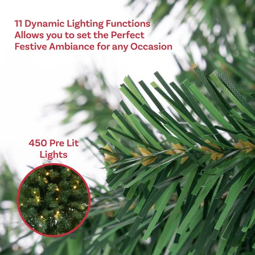 Vista 6 de Elf Stor - Árbol de Navidad artificial preiluminado de 7.5 pies con soporte Verde Oscuro