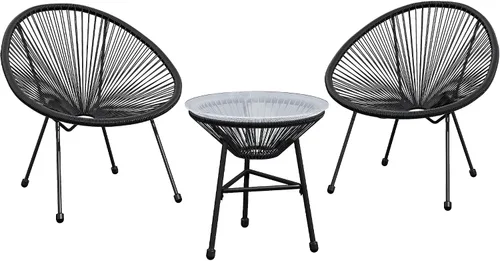 Vista 8 de Wisteria Lane Juego de 3 piezas para patio bistró, juego de silla y mesa Acapulco para exteriores, juego de muebles de patio para todo tipo de Gris