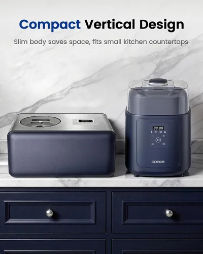 Vista 7 de Compresor 4 en 1 para hacer helados (1.0 cuartos de galón), sin precongelación, máquina automática de yogur, máquina de servir yogur congelado
