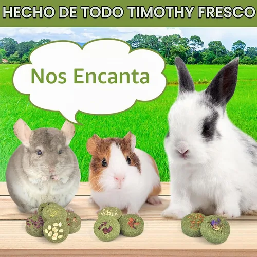 Vista 5 de ERKOON Juguetes para conejos, 100 % comestibles de heno Timothy prémium para conejos, golosinas de chinchilla, juguetes masticables para dientes