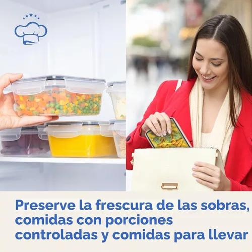 Vista 5 de Chef's Path Juego de 32 piezas de contenedores herméticos de almacenamiento de alimentos con tapas de fácil cierre, 16 contenedores y tapas