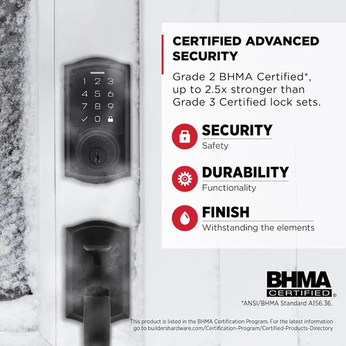 Vista 4 de Kwikset SmartCode 270 - Cerradura de puerta con teclado táctil electrónico sin llave y cerradura de seguridad con auto-bloqueo, códigos de usuario