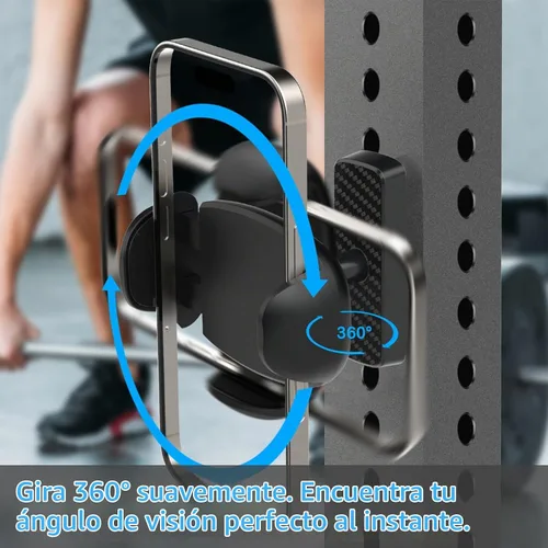 Vista 3 de TONDA Soporte magnético para teléfono para gimnasio: soporte magnético ajustable de 360 grados, soporte de trípode para teléfono, accesorios