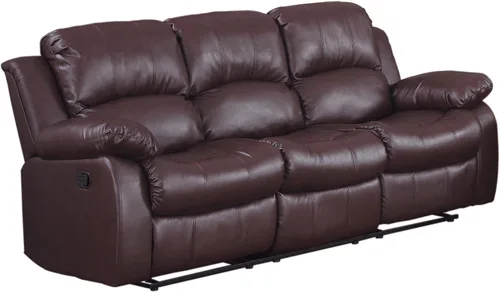 Vista 9 de Sofá elegante de dos plazas de piel reconstituida, acolchonado, reclinable, automático, de Homelegance, Madera, Marrón