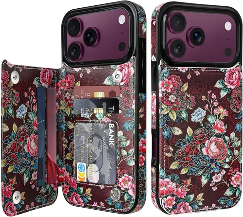 Vista 22 de Bizzib Funda tipo cartera para iPhone 17e con tarjetero, piel sintética de alta calidad, ranuras para tarjetas, protección contra caídas, a prueba