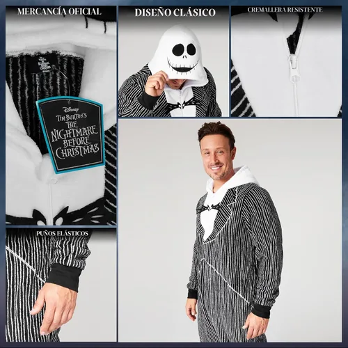 Vista 4 de Disney Pijamas de Stitch para Mujeres - Pijamas Mullidos de Minnie Mouse Eeyore Maléfica Ropa de Descanso - Regalos de Stitch Negro Jack Skellington