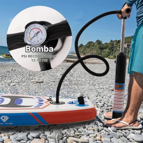 Vista 6 de Tabla de remo inflable con accesorios de SUP de primera calidad – Mochila, paleta ajustable, cubierta antideslizante, bomba de mano, correa, aletas