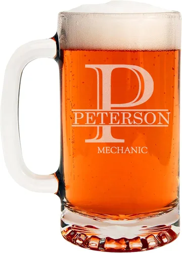 Vista 48 de Taza de cerveza de vidrio con monograma grabado de 16 onzas (letra A), regalos de cerveza personalizados de la A a la Z para hombres, Día del Padre