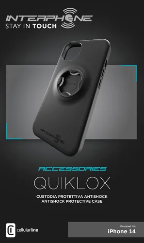Vista 2 de Interphone, QUIKLOX - Funda para teléfono móvil iPhone 14 para motocicleta, bicicleta y automóvil, funda rígida universal impermeable con protección