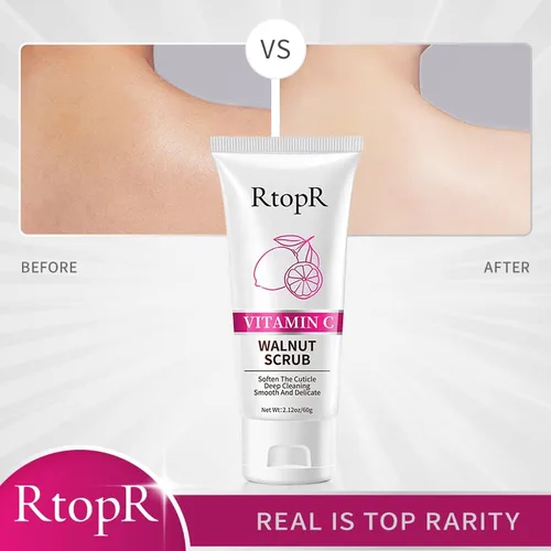Vista 3 de RtopR Exfoliante facial, exfoliante de nuez para suavizar la cutícula, limpieza profunda, suave y delicada, piel brillante, todo