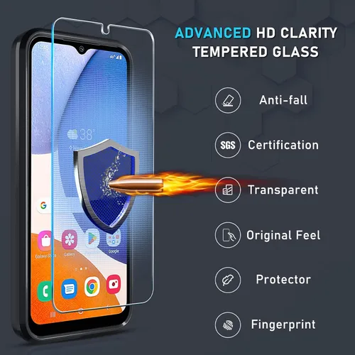 Vista 6 de Janmitta Funda compatible con Samsung Galaxy A14 5G con protector de pantalla + protector de lente de cámara, funda resistente de servicio pesado