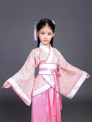 Vista 3 de Vestido de Hanfu tradicional chino antiguo para niña, vestido de fiesta de Navidad