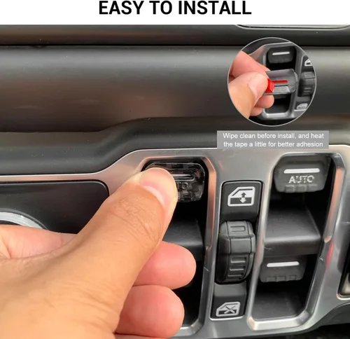 Vista 6 de Jimen Compatible con Jeep Wrangler JL JLU 2018-2023 y Jeep Gladiator JT 2020-2023, 4 piezas de cubiertas de interruptor de botón para ventana