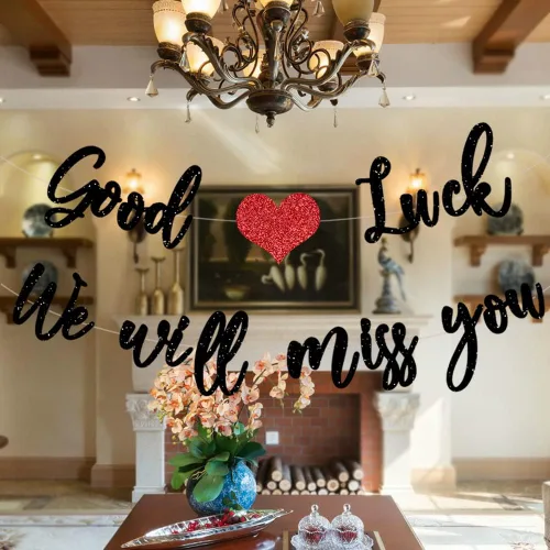 Vista 9 de PALASASA Cartel de «Good Luck We Will Miss You», «Despedida, jubilación», fiesta de graduación, oficina, trabajo, despedida, suministros