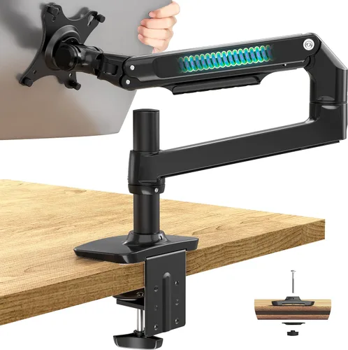 Vista 9 de Ergounion Soporte para monitor doble, soporta pantallas de hasta 40 pulgadas y 25 libras, brazo doble para monitor totalmente ajustable con Negro