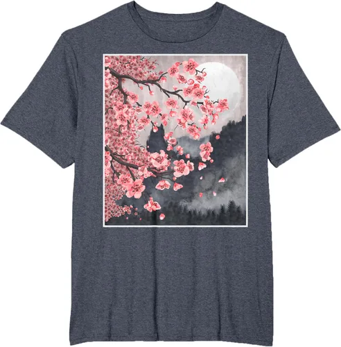 Vista 62 de Sakura - Camiseta japonesa de cerezo en flor japonesa, Negro, S