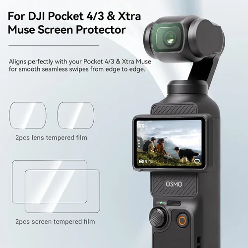 Vista 5 de CYNOVA DJI Osmo Pocket 3 Protector de Pantalla, Protector de Lente para DJI Osmo Pocket 3 Accesorios con Película de Pantalla LCD de Vidrio