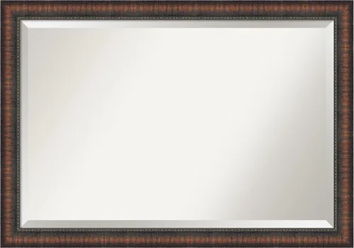 Vista 89 de Amanti Art Espejo de baño marrón para sobre lavabo, espejo rectangular de 24x20 Caleb Brown para tocador, marco rústico pequeño de estilo campestre
