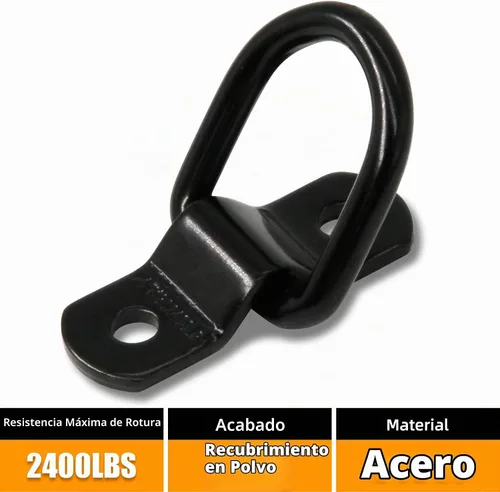 Vista 3 de 12 PCS D Ring Tie Down Anchors 1/4" Heavy Duty, Black