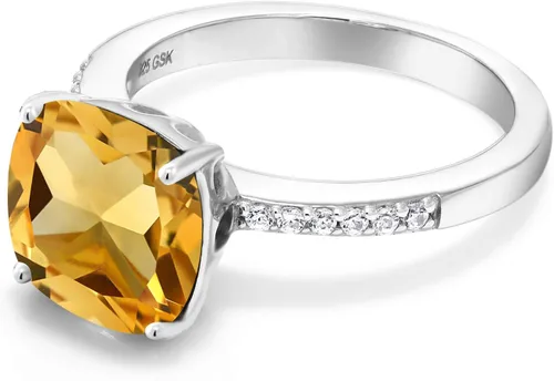 Vista 65 de Gem Stone King Anillo de compromiso de plata de ley 925 con piedra preciosa de corte cojín de 0.39 pulgadas Anillo de compromiso de aniversario
