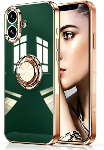 Vista 40 de Compatible con iPhone 11 Kickstand, anillo de rotación de 360 grados integrado con borde de oro rosa brillante que funciona con soporte magnético