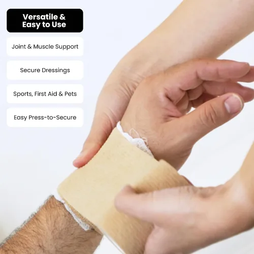 Vista 2 de Juvale Vet Wrap - Soporte autoadherente para esguinces con vendaje de compresión - Cuidado de mascotas y equinos con vendaje elástico - Soporte