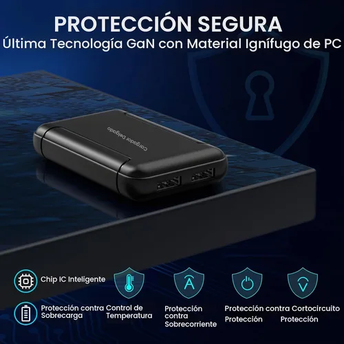 Vista 6 de Cargador de Pared USB Dual Plano, OKRAY Bloque de Carga Rápida 5v/3a con Enchufe Plegable, Adaptador de Cargador de Teléfono Extra-Delgado de 2 Negro