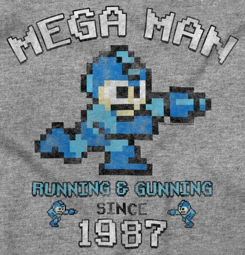 Vista 2 de Brisco Brands Retro Mega Man Running and Gunning Camiseta de manga larga para hombres y mujeres