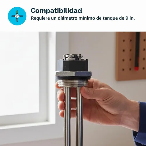 Vista 3 de Eastman Elemento calentador de agua eléctrico recto de 120 V x 1500 W de alta densidad, elemento de calentamiento de agua caliente con funda