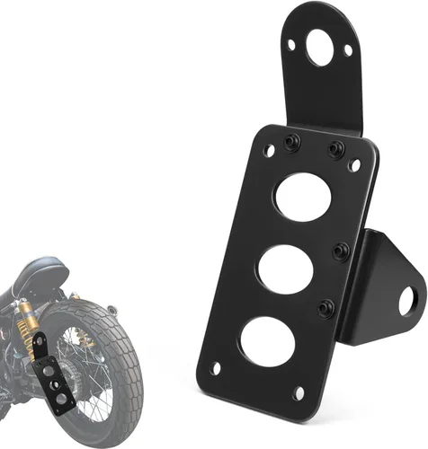 Vista 10 de Amazicha Soporte de placa de matrícula de montaje lateral curvado con agujero de eje de 3/4 pulgadas compatible con Harley Touring Sporster Bobber