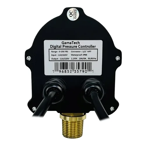 Vista 7 de GamaTech - Interruptor de presión ajustable digital de 110 V/220 V, 10 A/5 A, para bomba de agua y bomba de aire, 1/2 pulgada macho NPT, 0-230 psi