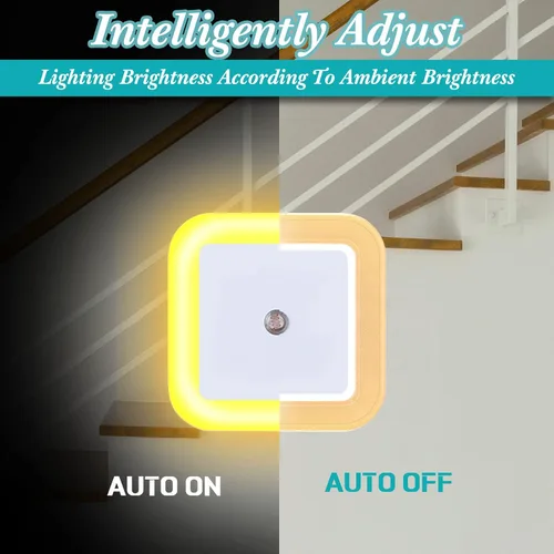 Vista 4 de Hortsun Paquete de 24 Luces Nocturnas LED que se Enchufan a la Pared con Sensor Inteligente de Oscuridad Automático, Luces Enchufables Automáticas