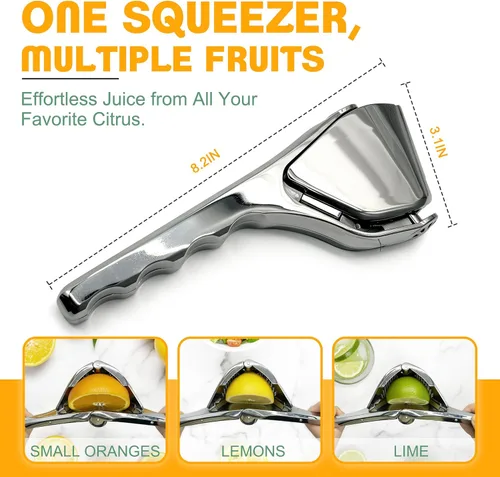 Vista 2 de Exprimidor de limón de metal resistente, exprimidor manual de cítricos para lima y naranjas pequeñas, revestimiento de esmalte resistente a