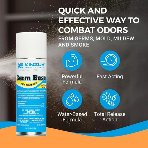 Vista 4 de Kinzua Environmental Germ Boss - Eliminador de olores fuerte, nebulizador de limpieza y desodorización de acción rápida, nebulizador de bomba