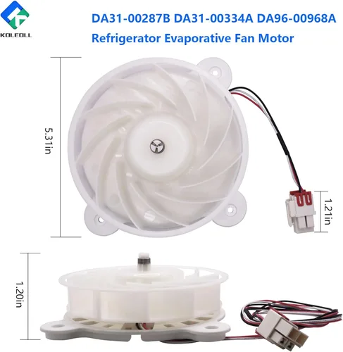 Vista 2 de DA31-00287B DA31-00334A DA96-00968A Motor del ventilador del evaporador del refrigerador compatible con Samsung 3954921 AP5948644 PS9494284