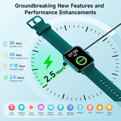 Vista 8 de Gydom Reloj inteligente para mujer y hombre, Android y iPhone, rosa + verde oscuro
