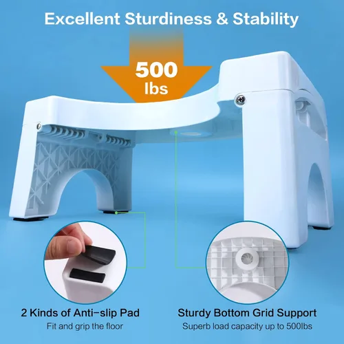Vista 9 de Taburete plegable para inodoro para adultos, taburete portátil resistente Blanco