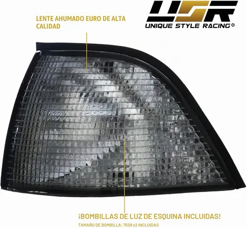 Vista 5 de DEPO E36 4D Luces de Rincón - Juego de Luces de Señal de Giro de Rincón Euro Compatible con BMW E36 1992-1998 de 4 Puertas Sedán incluyendo M3